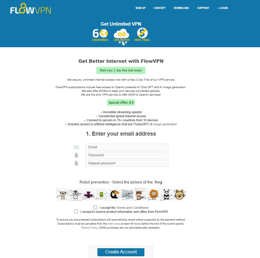 Login FlowVPN