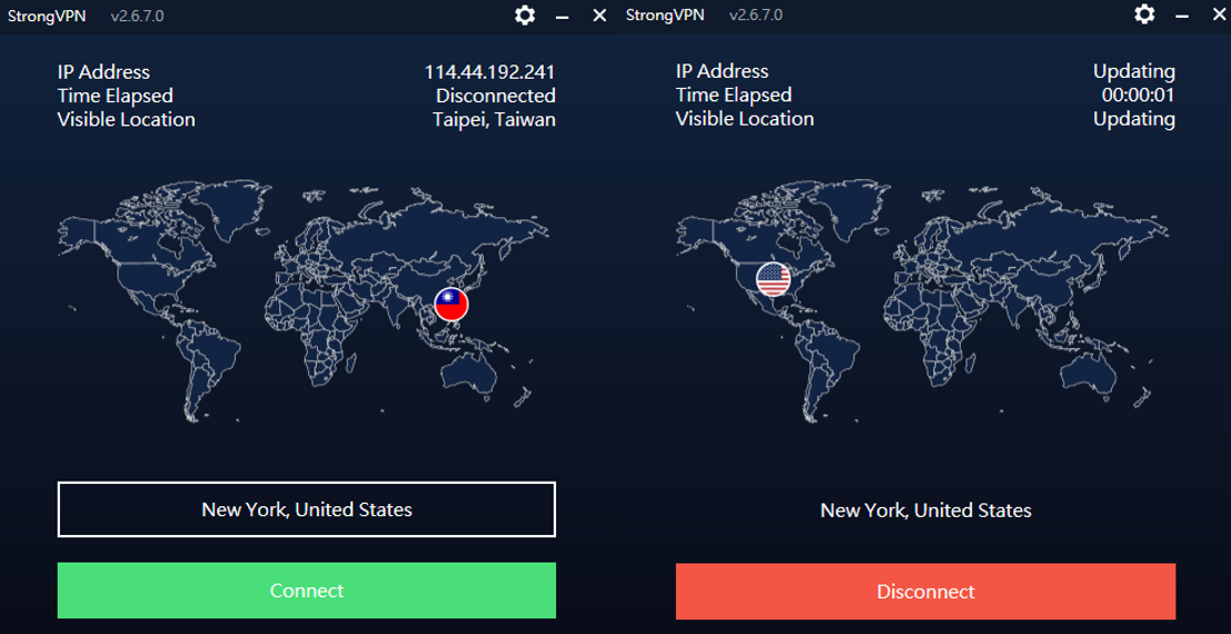 Seleção de Servidor StrongVPN